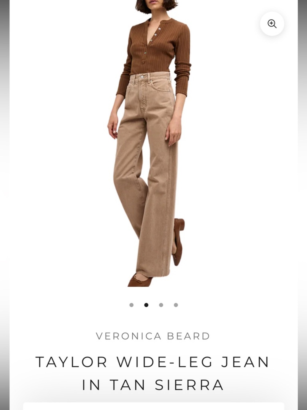 Veronica Beard Beige Wide-Leg Jeans